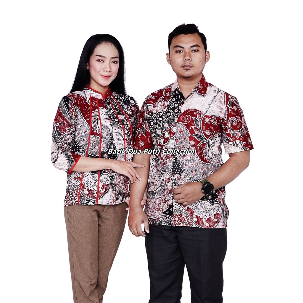 Couple Batik Atasan Batik Dan Hem Batik Bahan Katun Batik Dua Putri