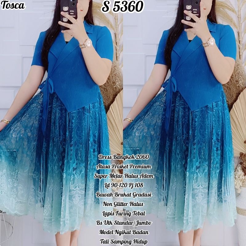 S 5360 #Dress Prisket Rok Brukat Gradasi Premium 2060