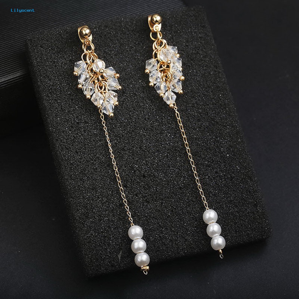 Lilyscent 1pasang Ringan Lady Earrings Perhiasan Pernikahan Prom Indah Anting Gantung Kepribadian