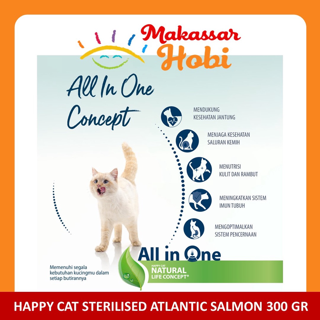 Happy Cat Adult Sterilised Atlantic Salmon 300gr Makanan Kucing Dewasa