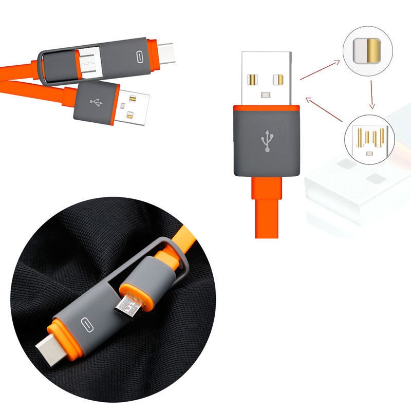 Kabel Charger Data 2in1 Type C &amp; Micro USB to USB C Untuk Android samsung huawei/Hot Sale