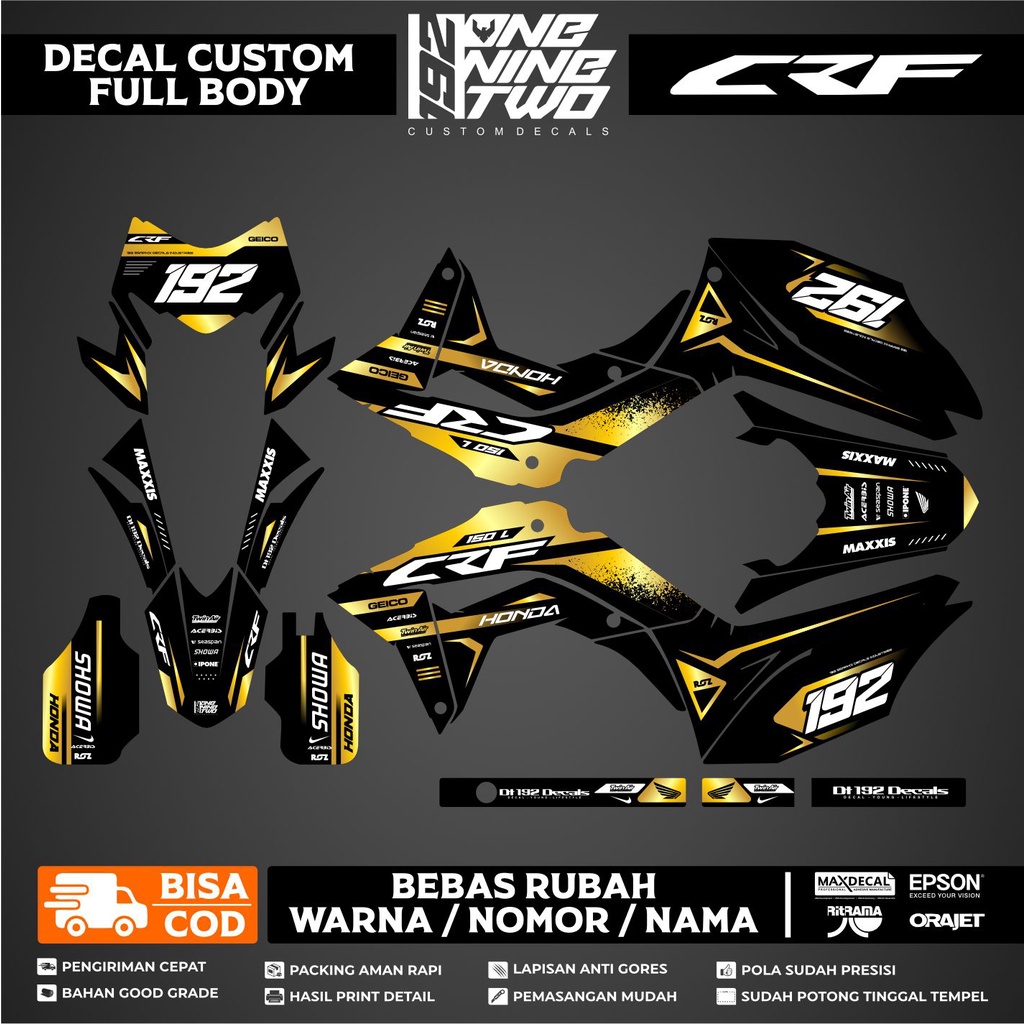 Decal Honda Crf 150 Hitam Emas Full Body Simple Keren