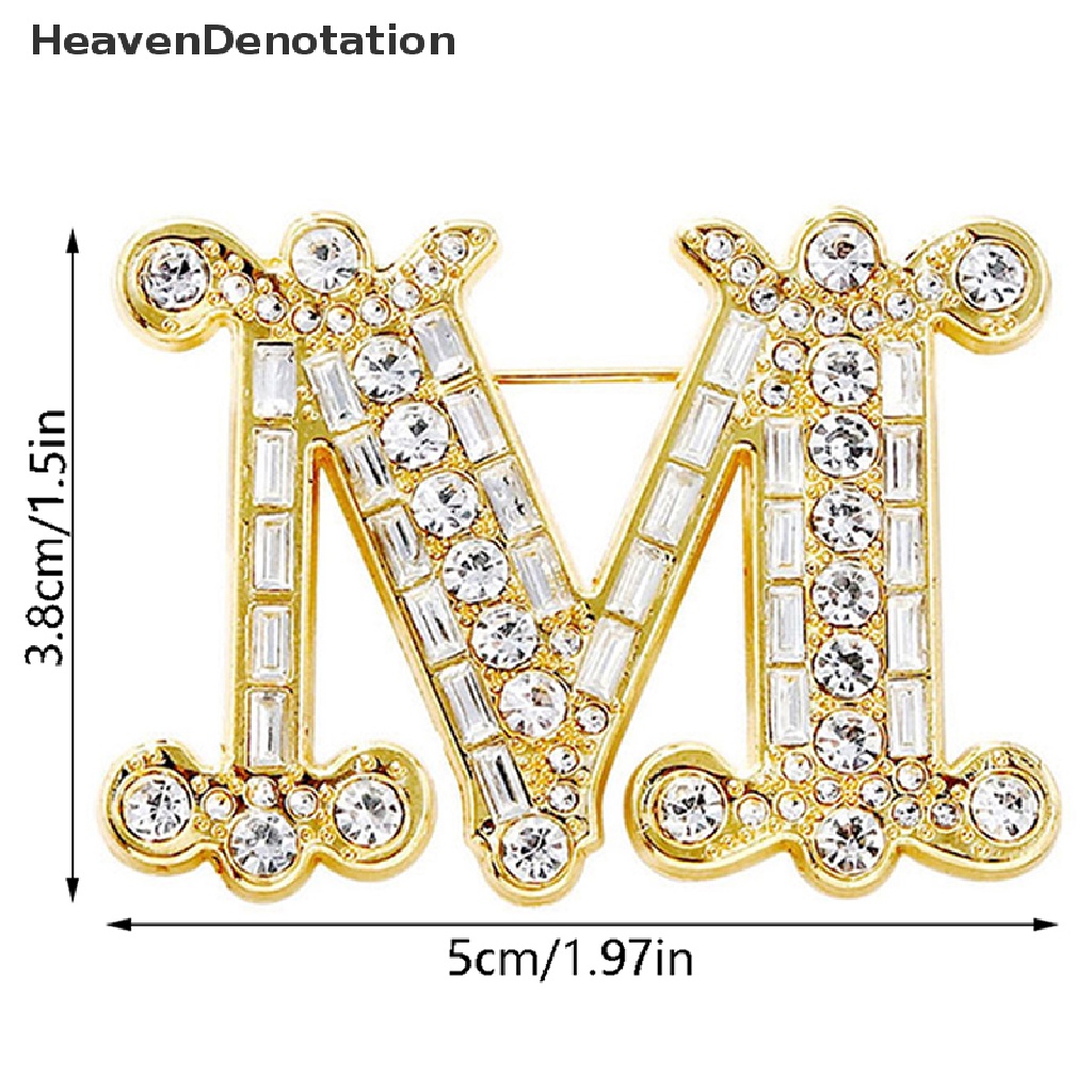 [HeavenDenotation] Fashion Kristal Zirkon M-Huruf Bros Pin Untuk Ransel Kerah Lapel Pin Pesta Perhiasan Aksesoris HDV