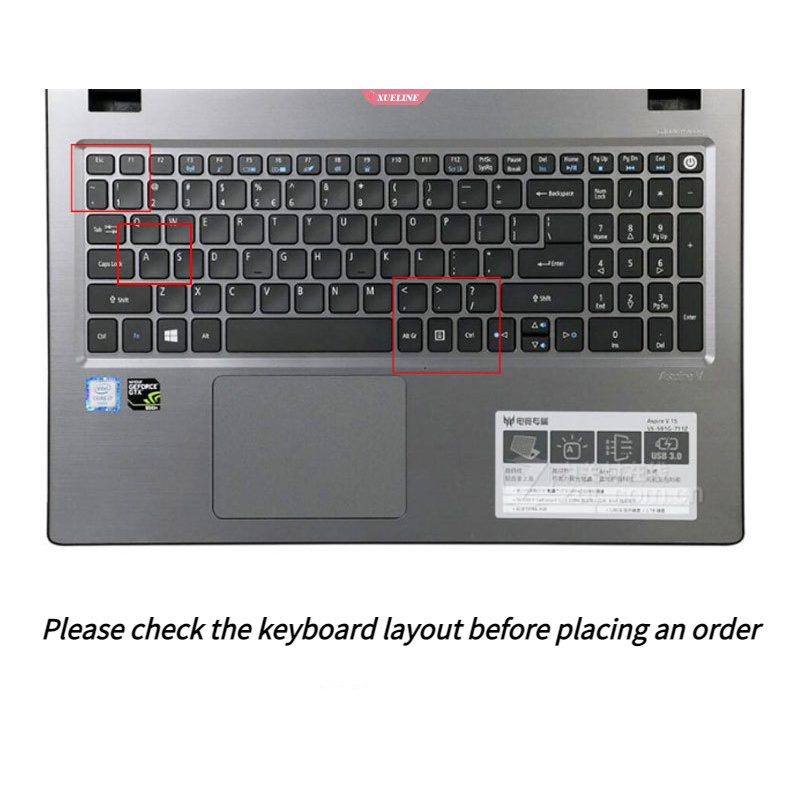 Acer Aspire e15 E5-573G 532 522 V3-574 F5-572G VN7-592G T5000 TMP258 Stiker Keyboard Keys Komputer Gaming Aksesoris Laptop Sarung Keyboard Anti Air [ZXL]