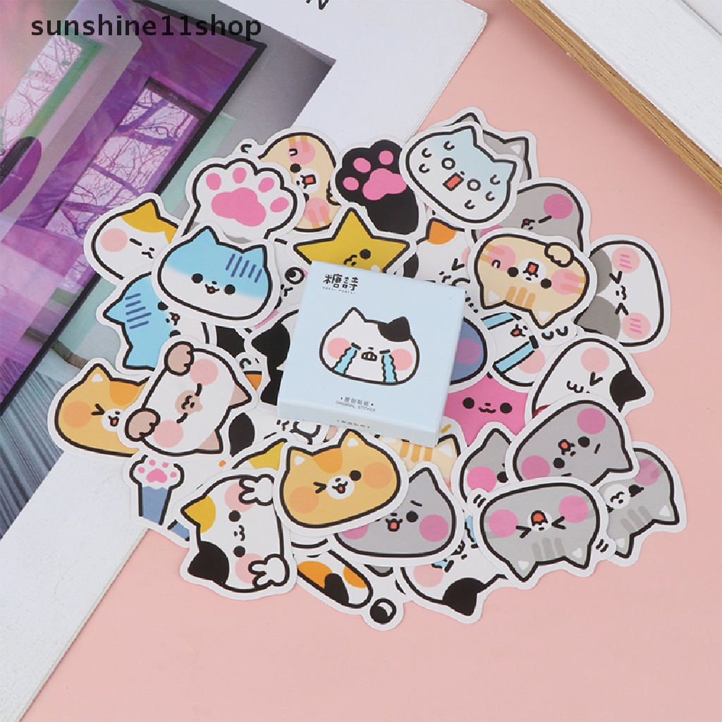 Sho 45Pcs Kucing Lucu Stiker Vinyl Decals Hewan Kitten Sticker Untuk Botol Laptop Komputer Telepon DIY Diary Scrapbooking Dekorasi N