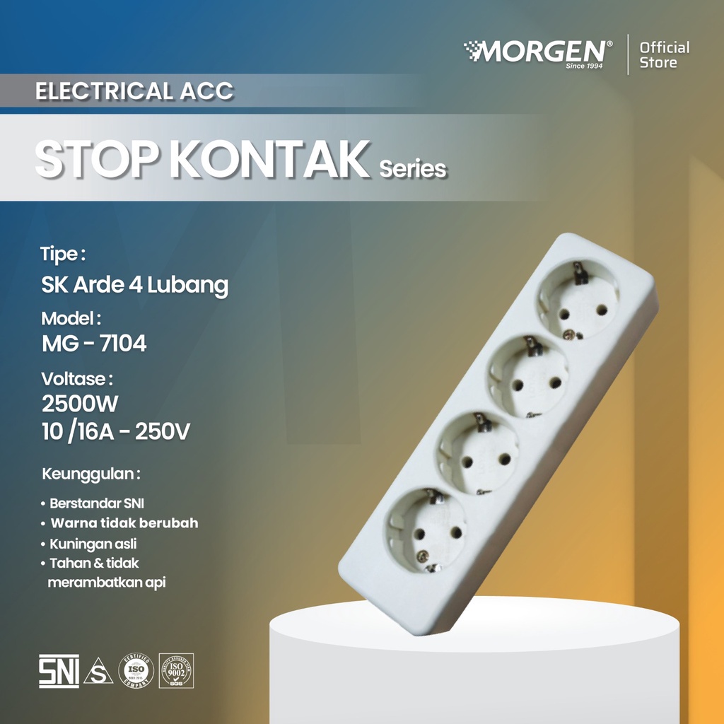 Morgen Stop Kontak MG-7104 4 Lubang Arde