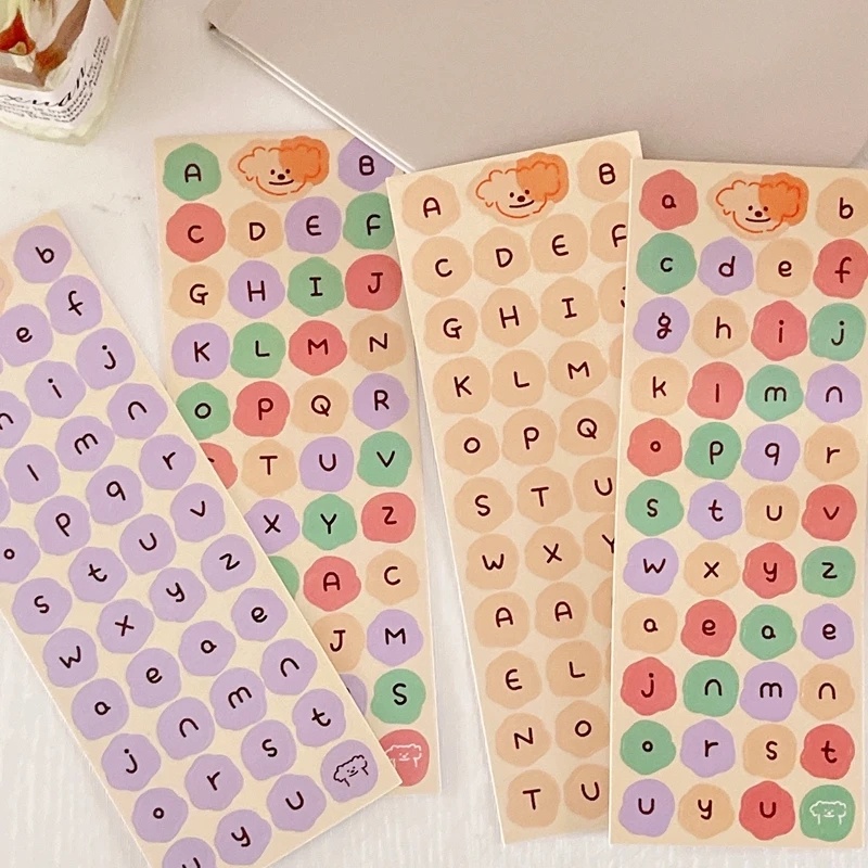 Self-adhesive Huruf Inggris Label Kartun Anjing Stiker Huruf Besar Huruf Kecil Alfabet Alat Tulis Stiker DIY Notebook Dekorasi