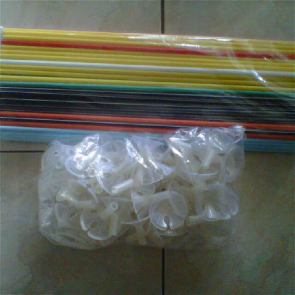 OTS 612 - Stik Balon warna-warni / Pegangan Balon plus cup