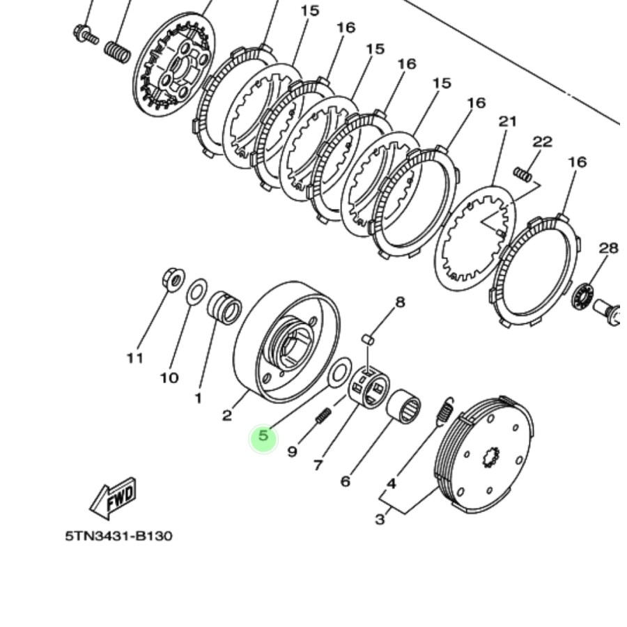 NO 5 RING MANGKOK KAMPAS GANDA OTIMATIS JUPITER Z 110 2003-2009 BURHAN ORIGINAL YAMAHA