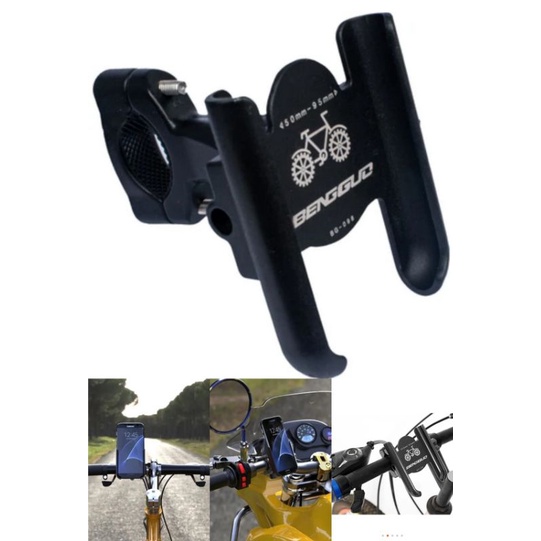 Holder HP Motor Sepeda CNC Full Besi Anti Karat Anti Air Anti Jatuh Universal