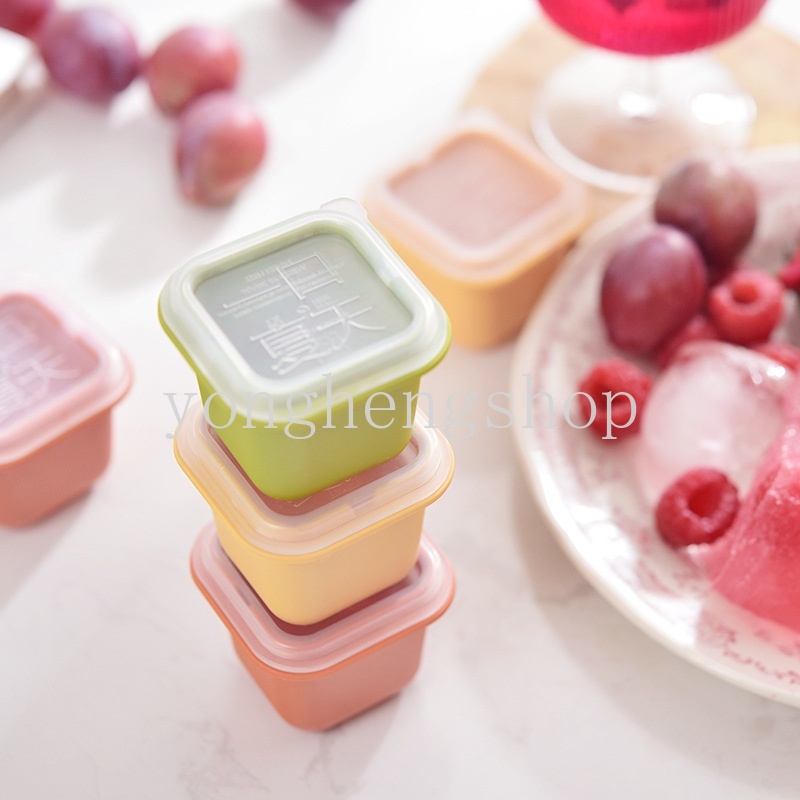 Lucu DIY Cetakan Es Batu Dengan Penutup Pesta Whiskey Wine Ice Blocks Maker Reusable Square Jelly Mould Stackable Ice Box