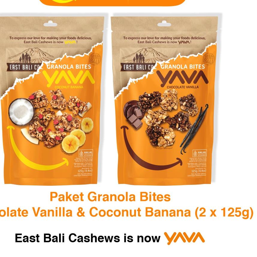 

ⅎ YAVA Paket Granola Bites Chocolate Vanilla & Coconut Banana (2 x 125g) ✤