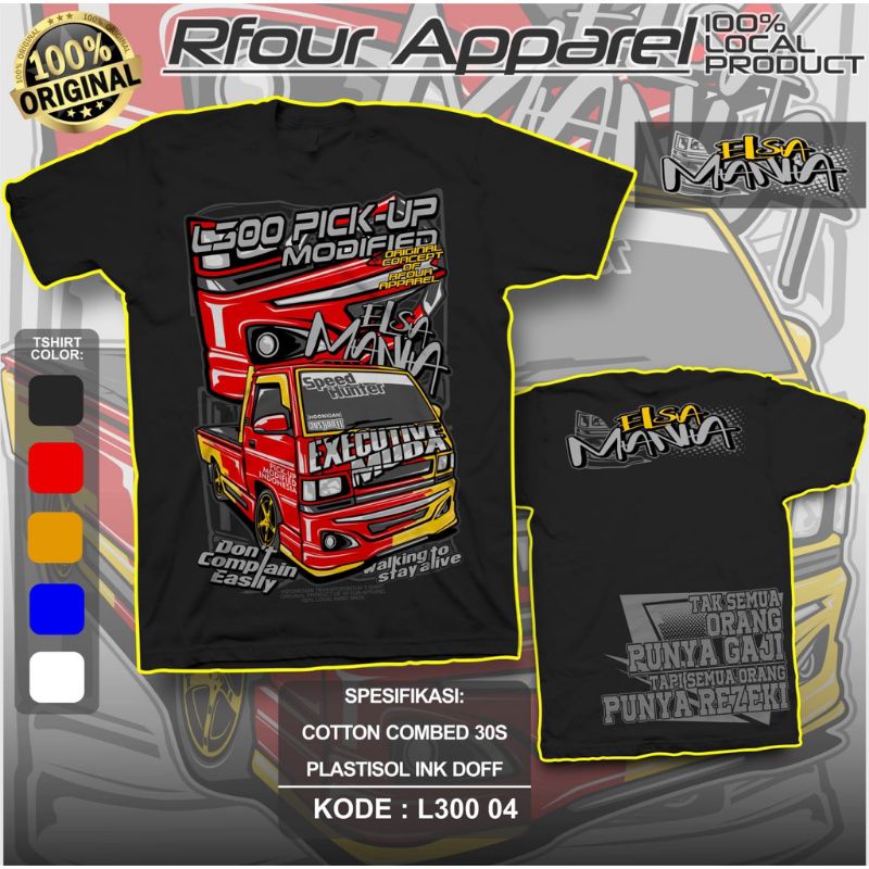 Jual kaos l300 full variasi cotton combed 30s Warna Hitam