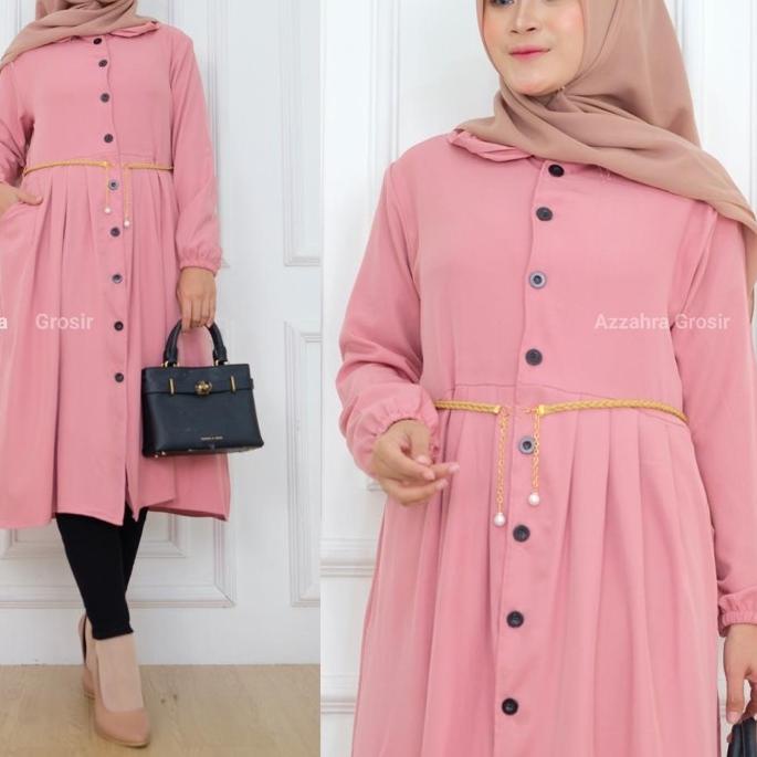Ω ORIYA TUNIK - LD Tunik Shakila Premium Kancing Aktif Free Belt / Cesira Tunik / Midi Dress / R.7 -