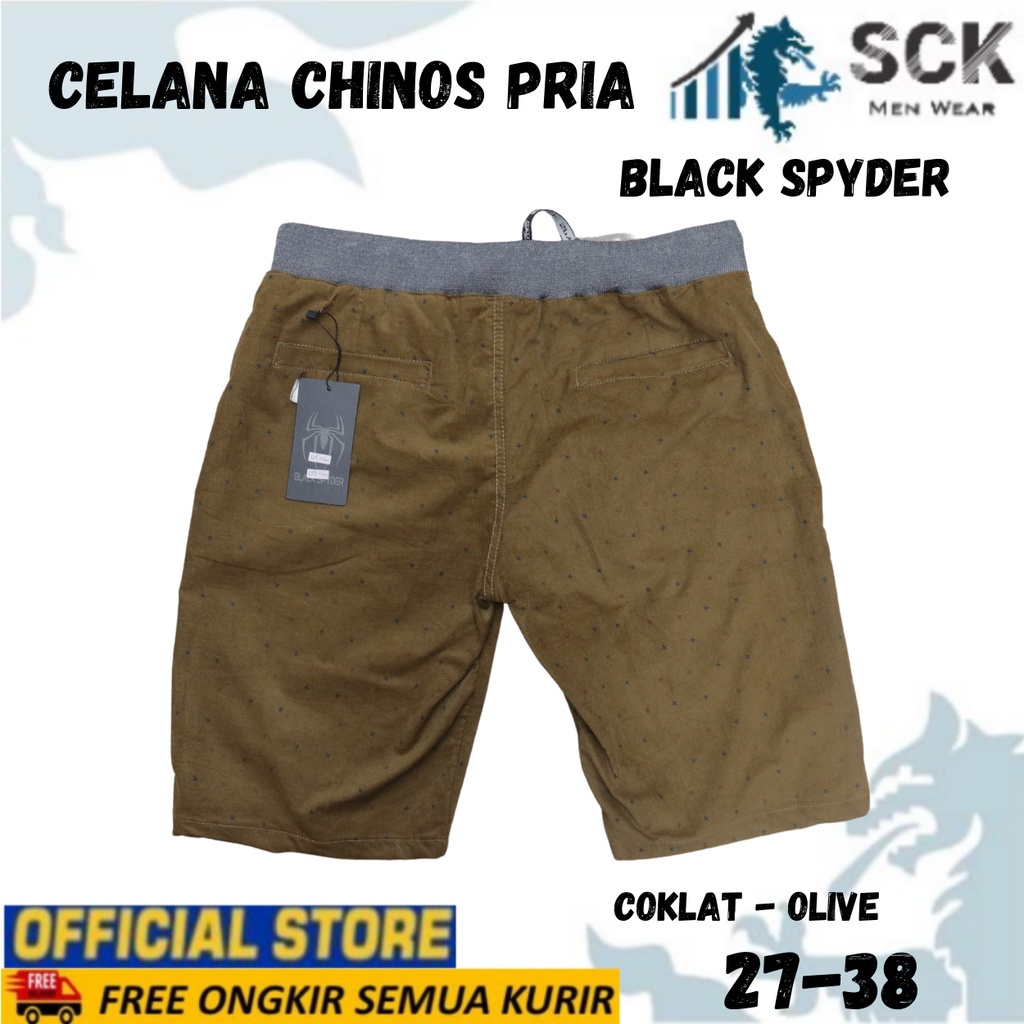 Celana Pendek Chinos Polos BLACK SPYDER Warna  / Kolor Pria Unisex Pinggang Karet / Pakaian Santai - sckmenwear GROSIR