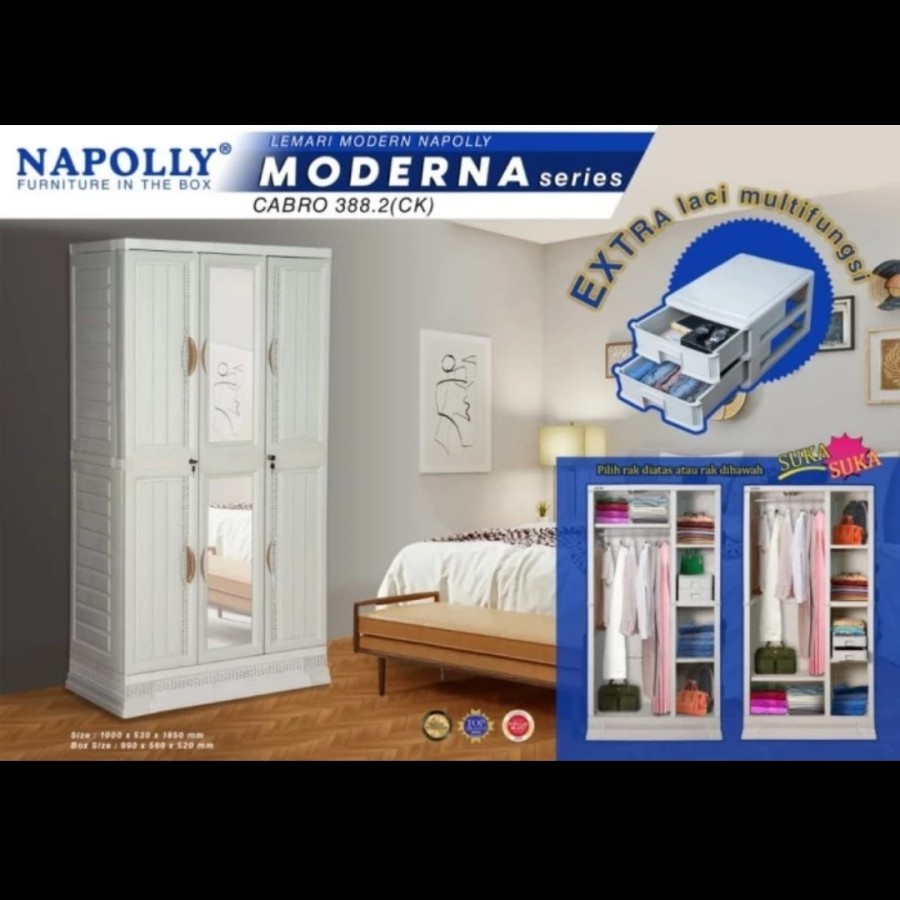 LEMARI PLASTIK 3 PINTU NAPOLLY - MODERNA