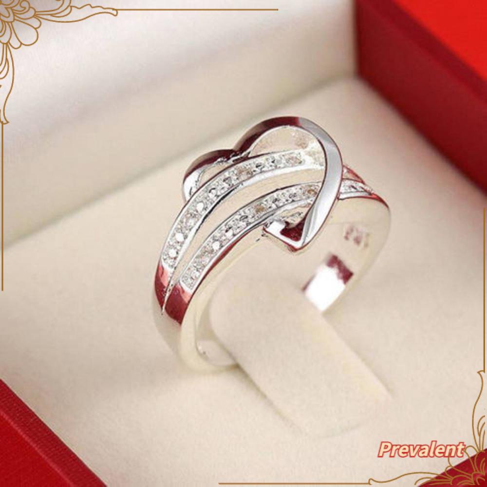 Preva Cincin Pernikahan Hati Hadiah Wanita Pasangan Perhiasan Kristal