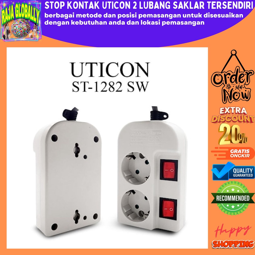 STOP KONTAK UTICON 2 LUBANG SAKLAR TERSENDIRI KABEL UTICON ST-1282 SW STOP KONTAK SAKLAR STOP KONTAK