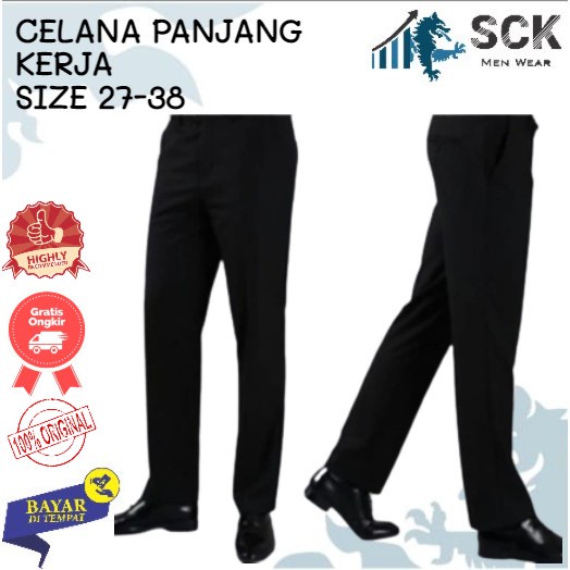 Celana Panjang Pria ACCERO Pola Standar Plui Hitam / Bawahan Basic Formal Bahan Katun / Pakaian Kerja Kantor  sckmenwear GROSIR