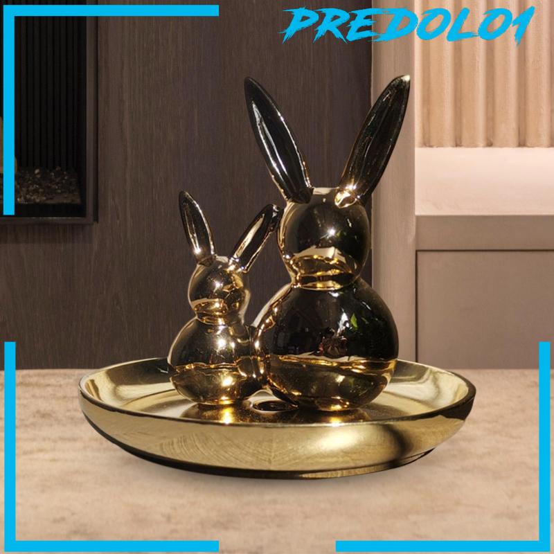 [Predolo1] Nampan Hias Patung Kelinci Kamar Mandi Vanity Tray Centerpiece Trinket Tray Nampan Perhiasan Untuk Pintu Masuk, Meja Meja, Ruang Tamu