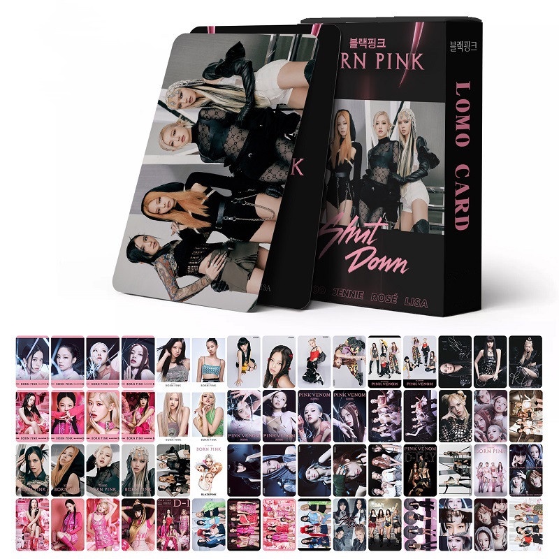 60pcs/box BP Album Pink VENOM BORN Pink SHUT DOWN Photocards Lisa Jennie Jisoo Rose Kartu Lomo Hitam Pink Kpop Postcards READY STOCK Blackpink Blackpink