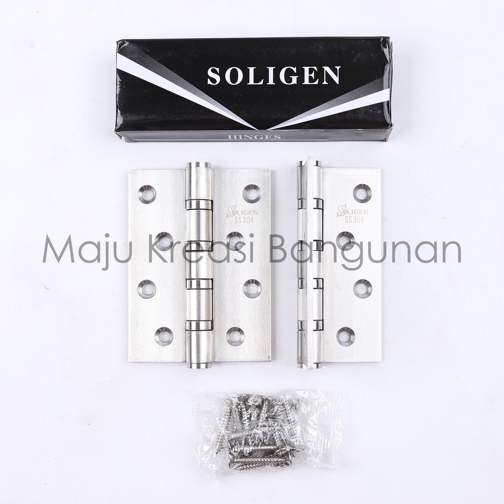 Engsel Tebal Merk Soligen 4&quot; Stainless Steel SS 304 Pintu Jendela 4 Inch Inci 4Inch 4Inci Kuat SS304