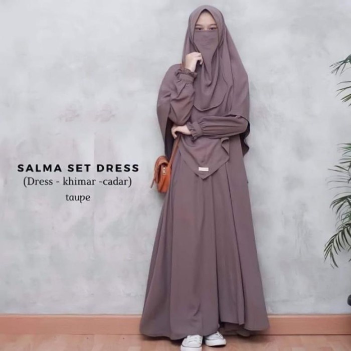 TERLARIS SALMA SET DRESS KHIMAR NIQOB/CADAR / GAMIS SYAR'I ori - allsize BB45-78 BARU