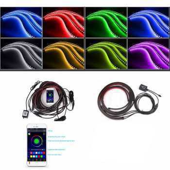 (BISA COD) FTIHSHP JIAMEN LED Strip Flexible RGB 90+120 cm 4PCS Bluetooth App Controller - JIA4