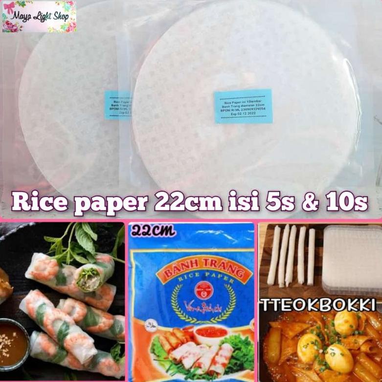 

[KODE 77] Rice Paper 10 dan 5 lembar banh trang diameter 22cm kulit lumpia vietnam kulit lumpia halal murah