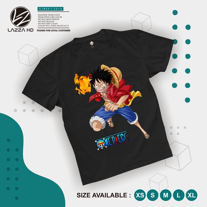 Kaos Anak Baju Laki-laki One Piece Luffy D Monkey Power Anime kids - Hitam, XS