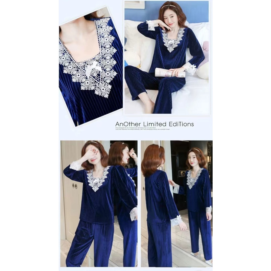 Baju tidur piyama bahan kaos import lengan panjang celana panjang ppkaos