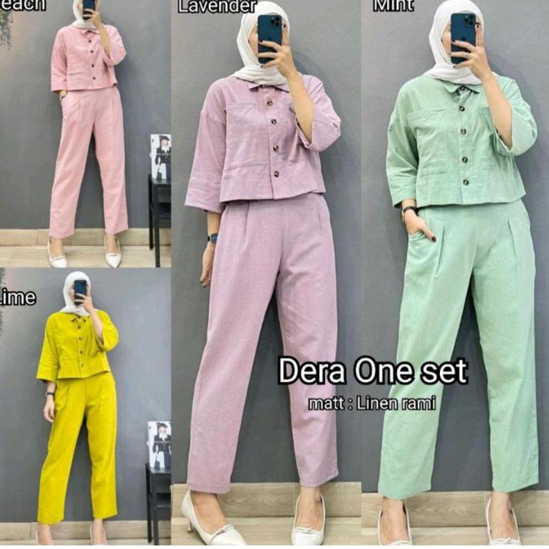 SIAP KIRIM fazio set top+pants one set setelan wanita linen rami