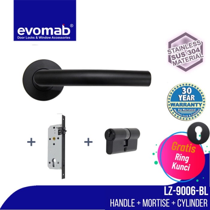 Evomab Handle Pintu Set / Gagang Pintu MSET - LZ9006.G SUS304 BL / LZ9005.G SUS304 BL