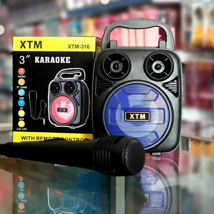 ♪ XTM 316 Speaker Bluetooth Speaker Mic Karaoke Wireless Portable Music Karaoke XTM-316 ✹