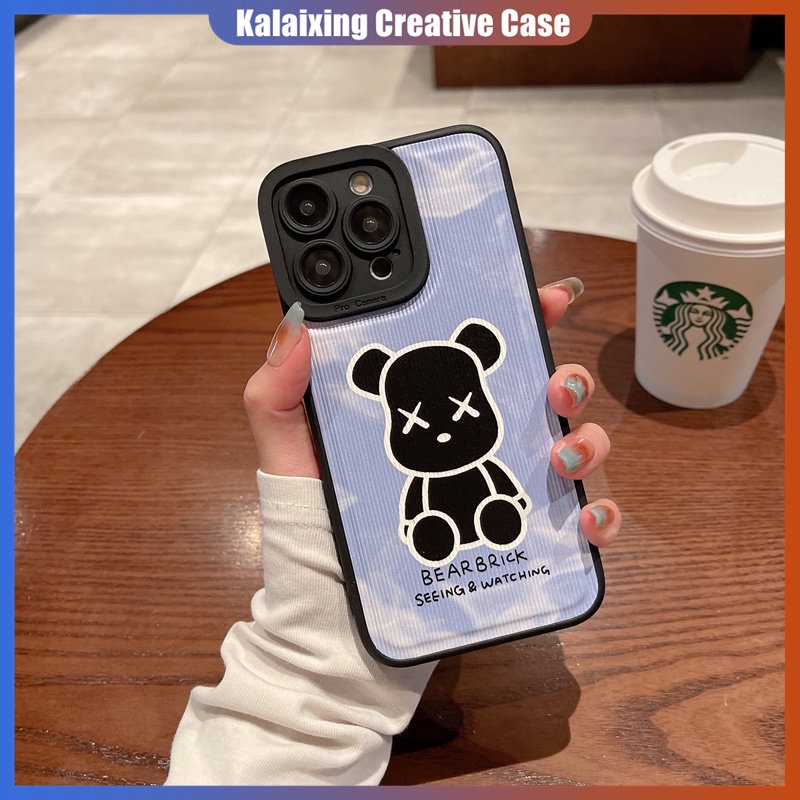 Casing Motif Bearbrick Garis Vertikal Untuk iIPhone 14 Pro Max13 12 11 Pro 14 Plus X Xs Max XR Back Cover