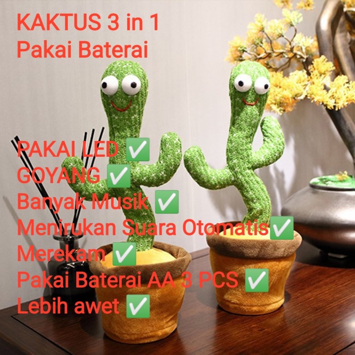 ✨ BISA COD ✨ Boneka Kaktus Dancing Menari Toy Talk Talking Rekam Suara Bicara - Rekam n Dancing