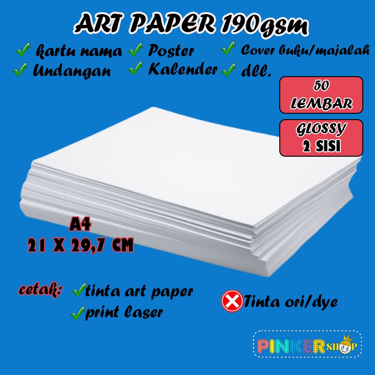 

Kertas art carton paper 190 gsm A4 isi 50 lembar/art karton 190 gram