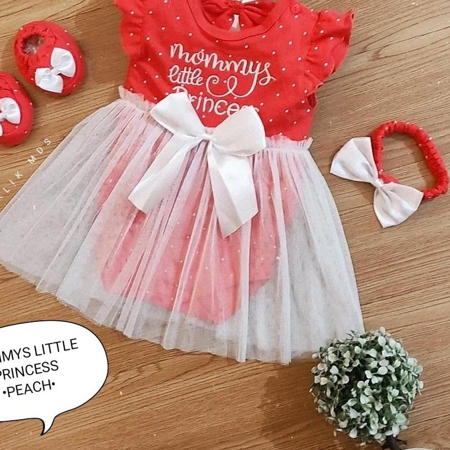 ✩ Klik Mds Jumper Bayi Perempuan Set Free Sepatu, Headband, Rok Tutu Nempel, Giftset Baby New Born ◙