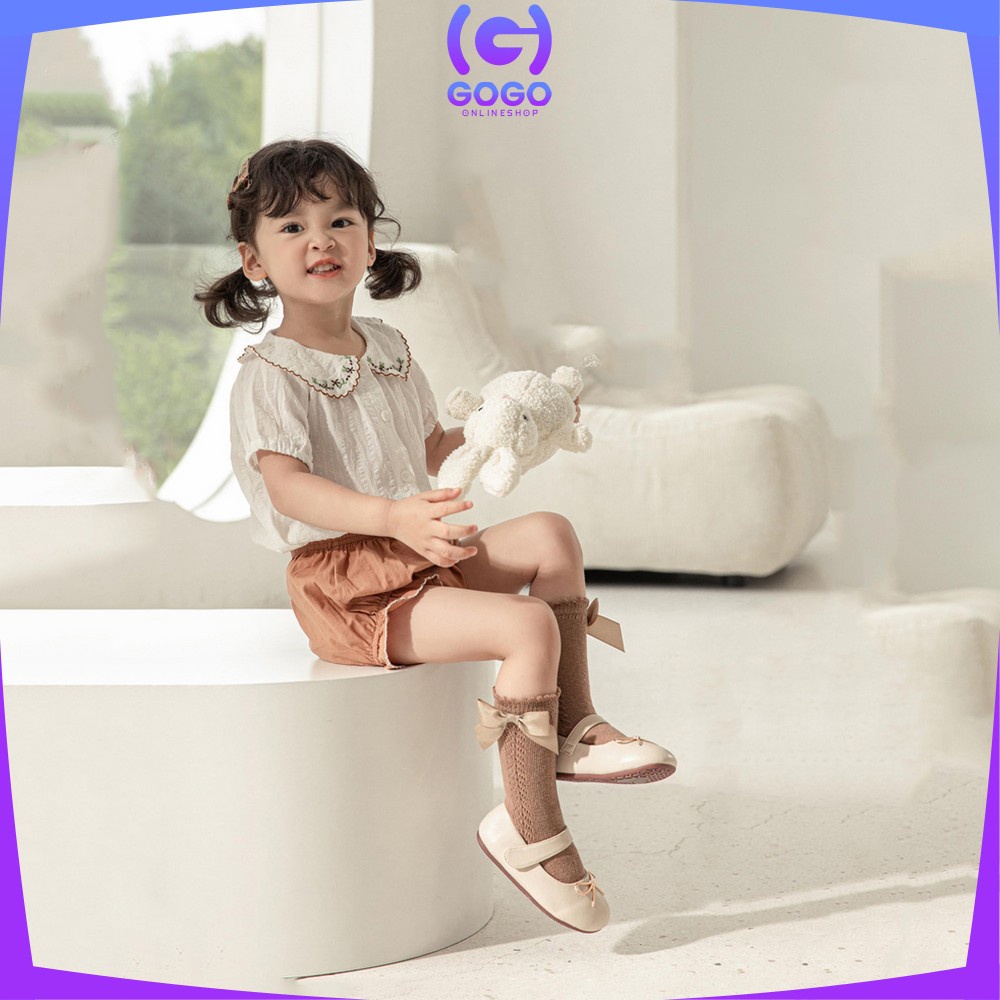 GOGO-P304 Kaos Kaki Panjang Anak Perempuan Model Pita Lucu Anti Slip / Kaus Kaki Bayi Korea Bahan Lembut Ribbon Baby Socks import