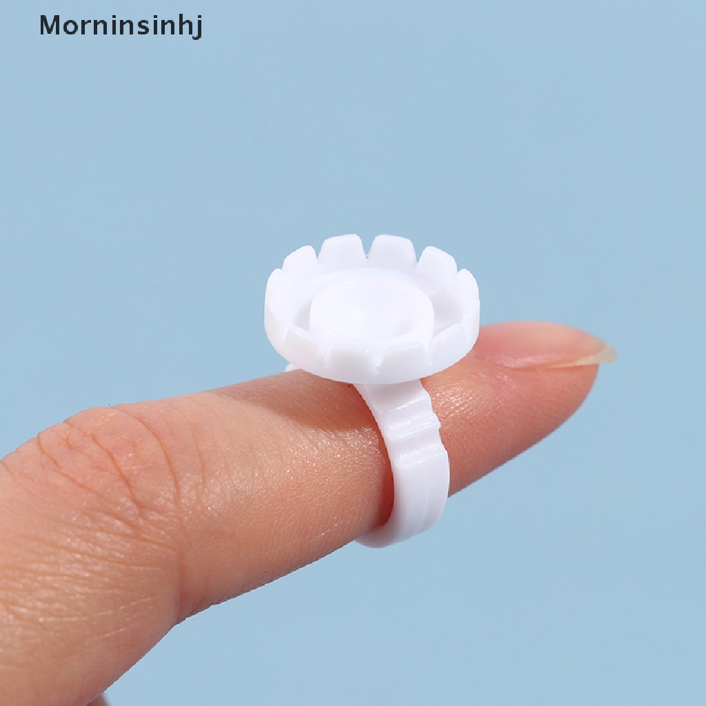 Mornin 100Pcs Disposable Eyelash Extension Rings Lem Lash Fan Cup Finger Holder Fans id