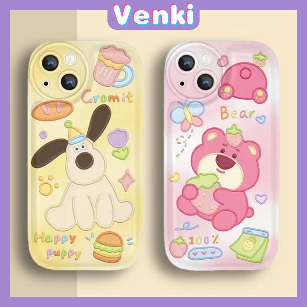 Case For iPhone 11 Soft TPU Air Cushion Case Glossy Cute Cartoon Dog and Bear Airbag Shockproof Camera Protection Compatible for iPhone 14 13 12 11 Pro Max 7 8Plus