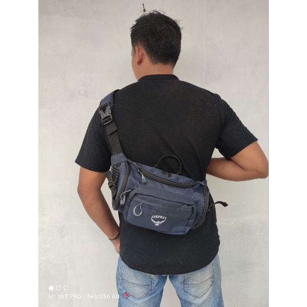 Tas Selempang Waistbag/Slingbag Pria Bahan Kanvas tebal Anti air / Tas Selempang