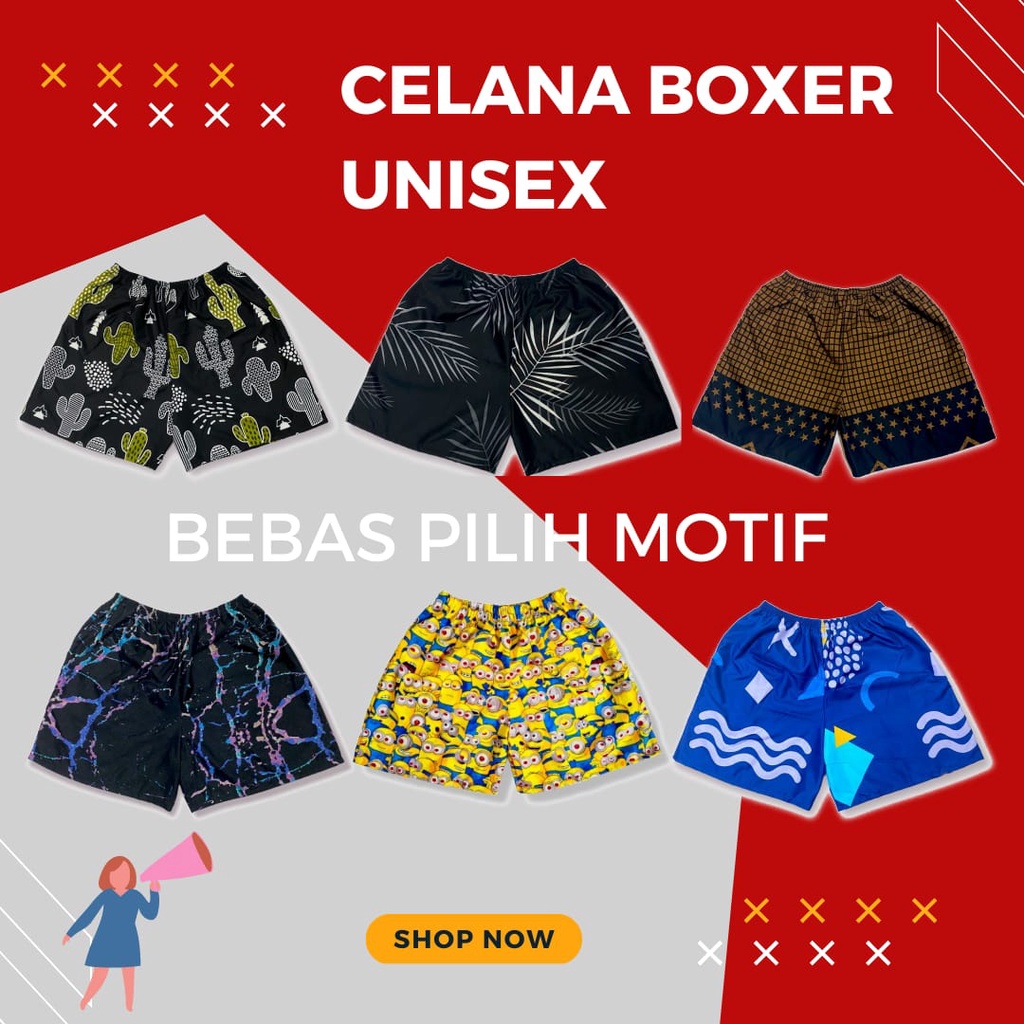 [50k Dapat 5 Pcs] Celana Pendek Kolor Boxer Pria Wanita Dewasa Anak Laki Laki Harian Santai Jumbo