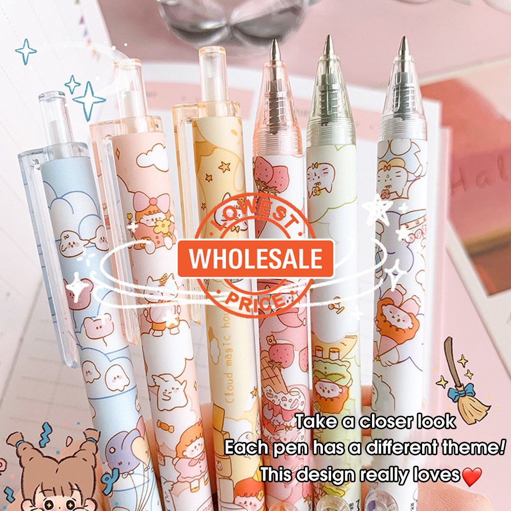 [Harga Grosir] [Warna Random] 0.5mm Kartun Lucu Gel Pulpen Untuk Siswa Indah Menulis Halus Hitam Netral Pulpen Kreatif Tekan Tipe Netral Perlengkapan Alat Tulis Kantor Sekolah