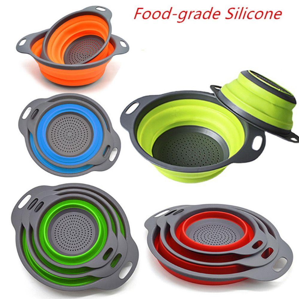 Solighter 2pcs Drain Basket Collapsible Fruit Vegetable Tools Home &amp; Living Rak Tiris Wastafel Dapur &amp; Makan