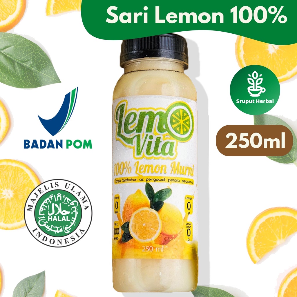 BPOM Sari Lemon 100% Murni Lemovita 250ml Fresh Jus Sari Lemon Diet Alami Sehat Murni Murah Sruput Herbal Segar Sari Jeruk Lemon Beorganik Hikari