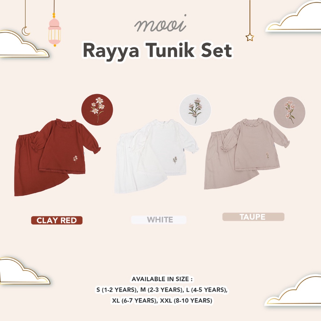 PROMO 7.7 MOOI EDISI LEBARAN RAYYA TUNIK SET BAJU SETELAN TUNIK + ROK PAKAIAN ANAK PEREMPUAN MUSLIM EDISI BAJU LEBARAN 1-10 TAHUN