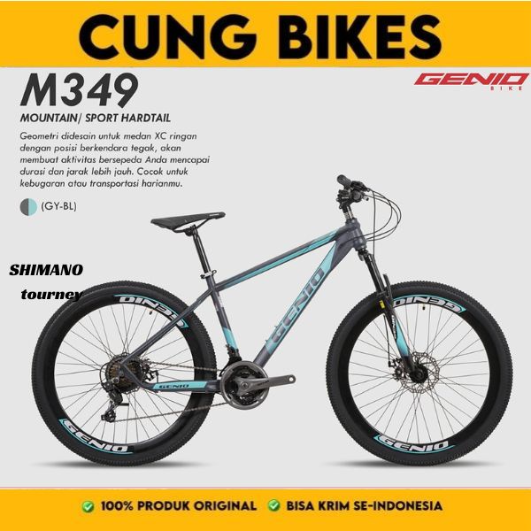 SEPEDA GUNUNG 27.5 INCH MTB GENIO M 349 24 SPEED SHIMANO Velg tinggi