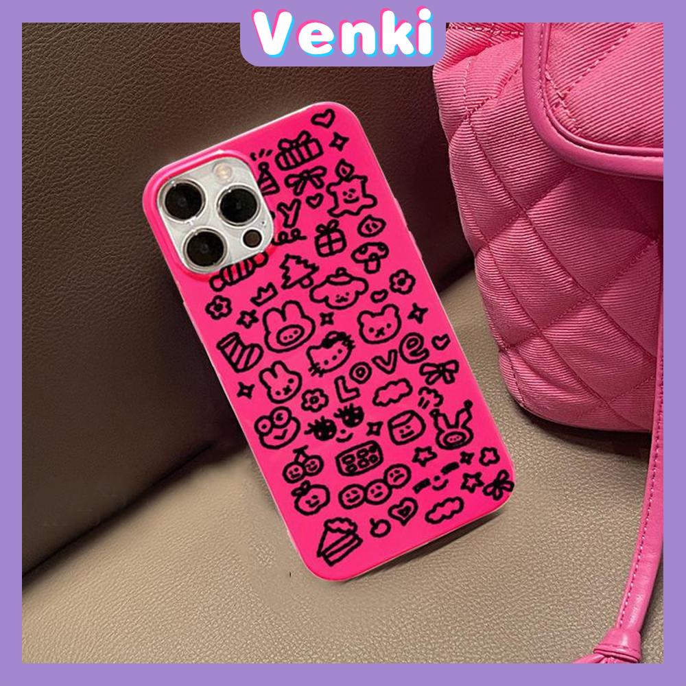 iPhone Case Soft TPU Glossy Pink Candy Case Cute Graffiti AnimalsCamera Protection Shockproof For iPhone 14 13 12 11 Pro Max 7 8 Plus X XR