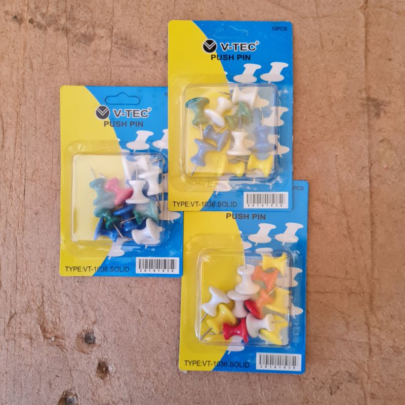 

V-TEC Push Pin / Paku Papan - Warna Solid | per pak isi 10 pcs